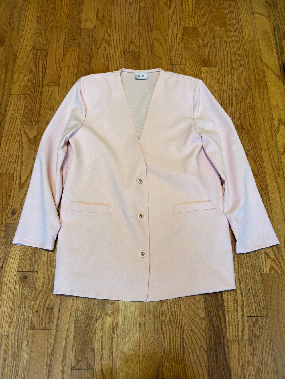 TanJay Light Pink V-Neck Button Blazer